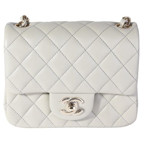 CHANEL Lambskin Quilted Mini Square Flap Grey